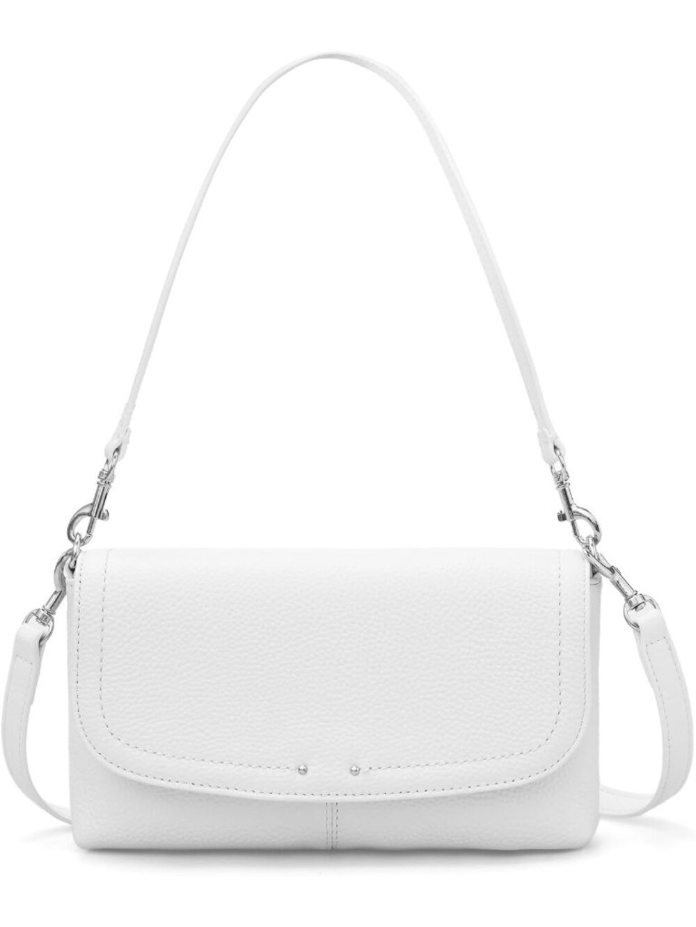 👜Women's White Genuine Leather Crossbody Bag RFID Wallet Trendy Phone Purse